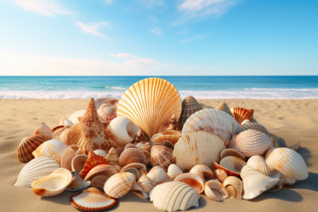 Shoreline Splendor: Elegant Seashells on Displayの素材
