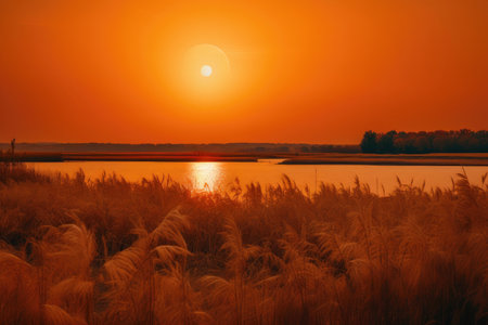Tranquil Lake under the Harvest Moonの素材