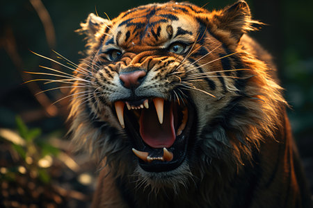 Fierce Tiger Roaring Up Closeの素材