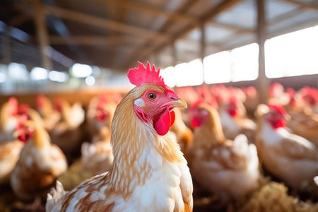 Nurturing Healthy Chickens in a Farmhouseの素材