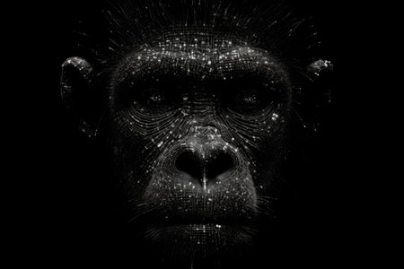 Majestic Gorilla Portrait in Darknessの素材