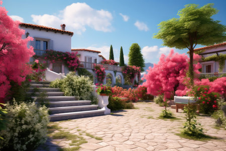 Tranquil Villa Haven on a Sunny Dayの素材