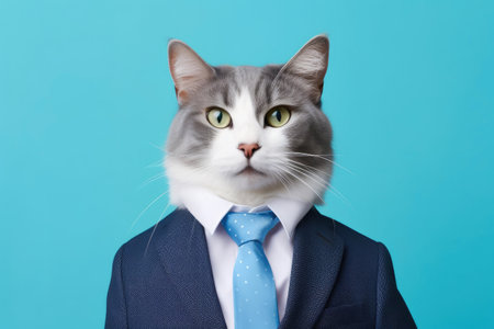 Elegant Cat Model in a Studioの素材