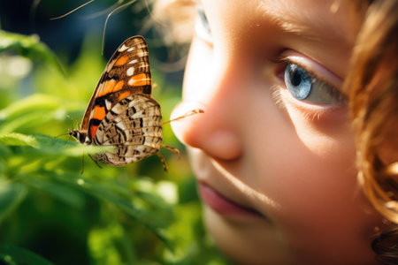 A Park's Magic Moment: Child and Butterfly Connectionの素材