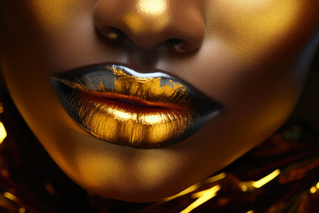 Sultry Glamor: African American Beauty in Black and Goldの素材