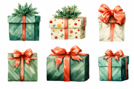 Festive Watercolor Christmas Tree Clipartの素材