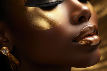 Chic African American Girl: Close-Up Beauty Shotの素材