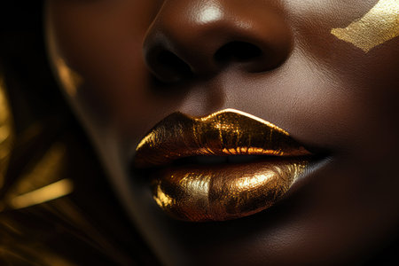 Captivating Close-Up: Fashionable African American Ladyの素材