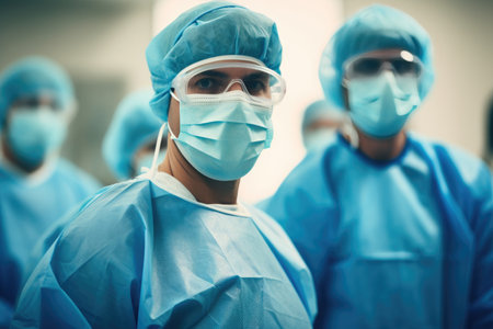 Precision in Practice: Surgeon and Team Geared Up for Operationの素材