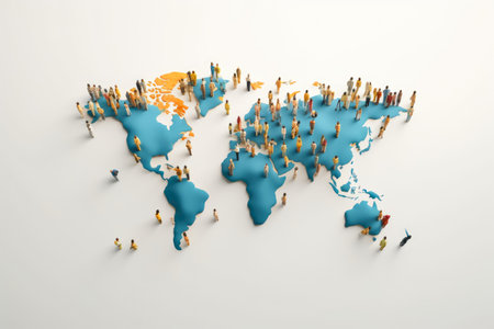 Global Unity: World Map with Diverse Human Iconsの素材