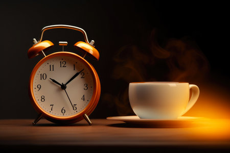 Evening Elegance: Coffee and Clockの素材