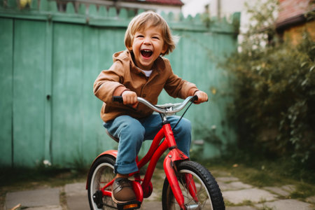 Youngster Cycling Red Bike Gleefullyの素材