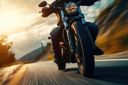 Close-up Motorcycle Adventure on Curvy Terrainの素材