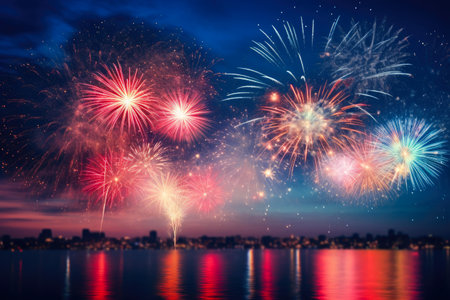 Candid Moments of Celebration: Night Sky Fireworksの素材