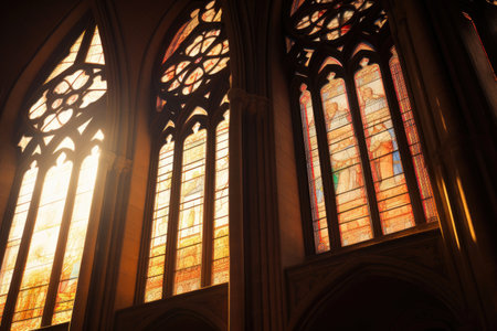Radiant Stained Glass Illuminated by Sunlightの素材