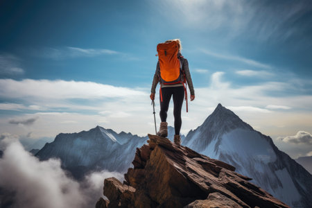 Unyielding Spirit: Solo Climber Triumphs Atop Peakの素材