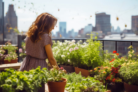 Elevated Euphoria: Woman's Rooftop Garden Escapeの素材