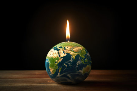 Glowing Candle in the Dark: Earth Hour Symbolの素材