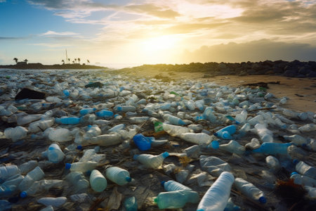 Ocean Pollution Awareness: Plastic Garbage on the Beachの素材