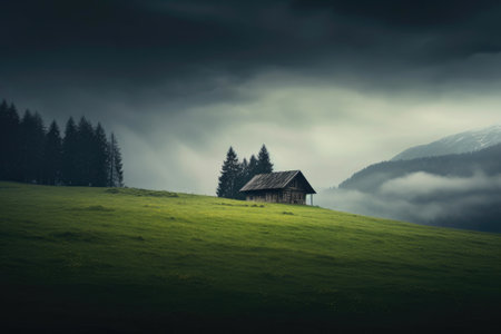 Tranquil Country Cabin in Open Fieldsの素材