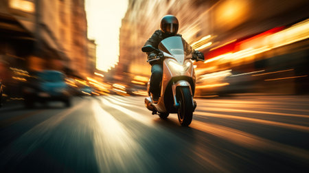 Downtown Street Scooter Riderの素材