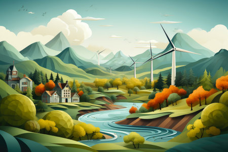 Renewable Energy Artwork in Paper Cut Designの素材