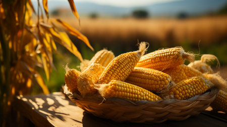 Bountiful Thanksgiving Harvest: Corn in the Basketの素材