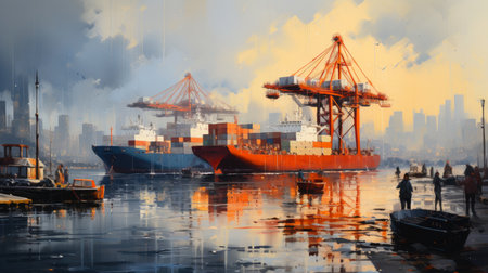 Seaport Buzzing with Global Trade Activityの素材