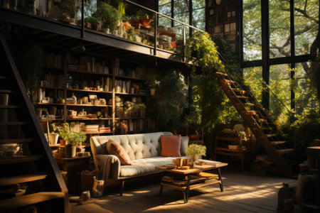 Serenity: A Living Room Oasis Amidst Natureの素材