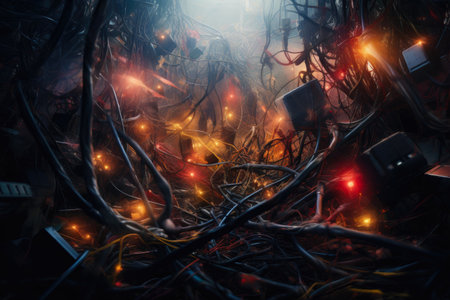 Data Gridlock: Network Cables in Turmoilの素材