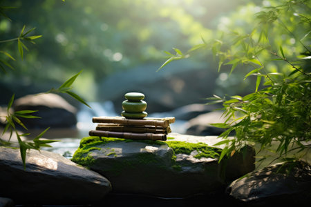 Elegant Product Presentation in Serene Spa Settingの素材