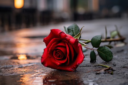Heartfelt Elegance: A Single Red Roseの素材