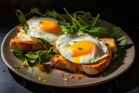 Mouthwatering Breakfast: Dripping Egg Yolk on Toastの素材