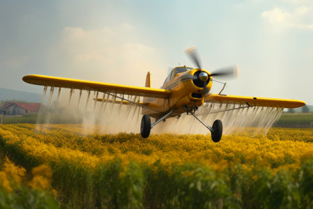 Environmental Impact: Crop Dusting Over Farmlandの素材