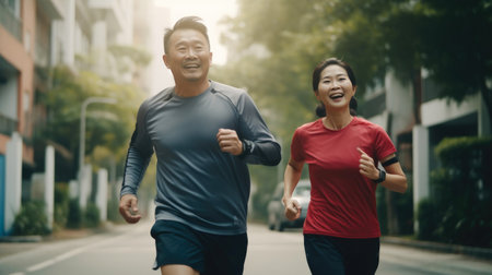 Vitality in Every Stride: Middle-Aged Jogging Blissの素材