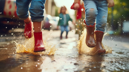 Splashy Smiles: Children's Rainy Delightの素材