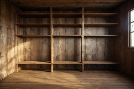 Blank Canvas: Empty Wooden Wardrobe Displayの素材