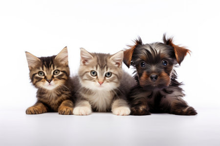 White Elegance with Playful Furry Friendsの素材