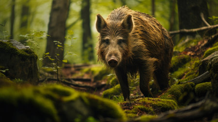 Rustic Wilderness: Roaming Boar Portraitの素材