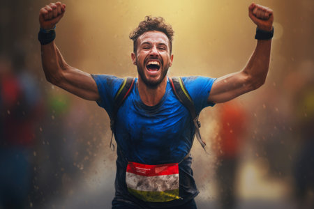 Exuberant Finish Line Victory Celebrationの素材