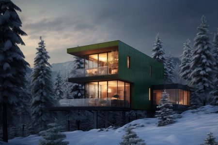 Swiss Beauty in Winter: Snow-Kissed Facadeの素材