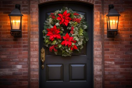 Poinsettia and Pine Festival: Rustic Cottage Wreathの素材