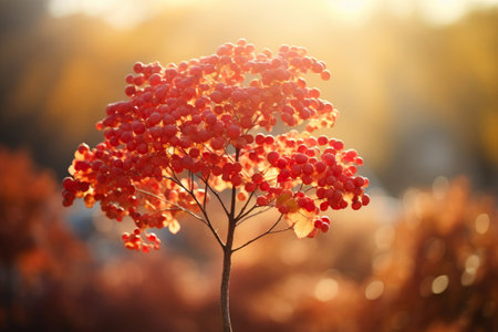 Enchanting Fall Scene: Sunlit Guelder Roseの素材