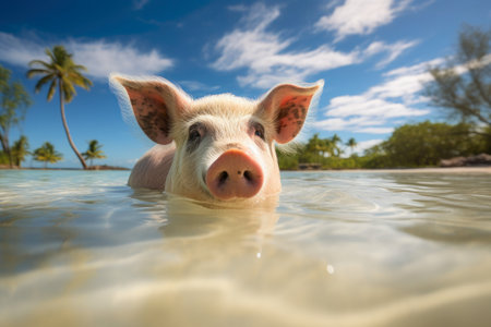 Tropical Tranquility: Piggy's Day in the Sunの素材