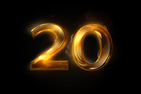 Shimmering Gold Digits: Number 20の素材