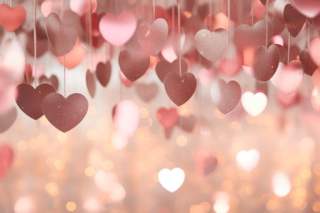 Cascading Love: Paper Hearts in Champagne Glowの素材