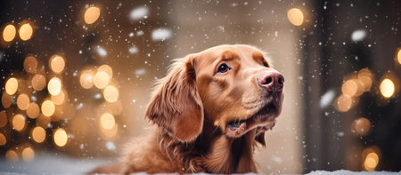 Snowbound Companionship: Brown Labrador's Taleの素材