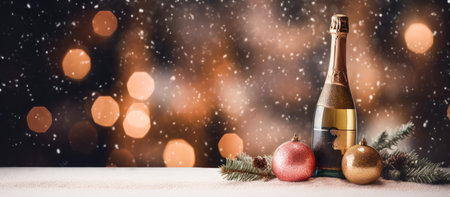 Charming Festivities: Rose Champagne and Snowy Delightsの素材