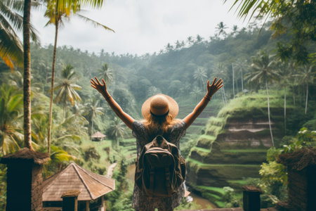 Joyous Traveler Soaking Up Bali's Beautyの素材