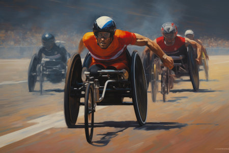 Wheelchair Racer in Action: Sports Artの素材